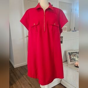 NWT's - SHARANGO - Red Zip Front Shirt Dress - Size 18 Womans
